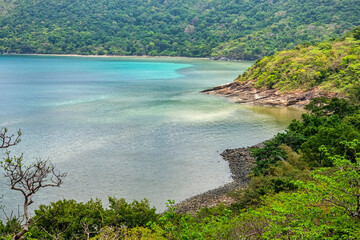 Mr Cau beach or Bai Ong Cau and mangroves on Con Dao island, Ba Ria Vung Tau, Vietnam. View from road around the island
