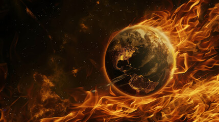 Earth enveloped in a blanket of heat, surreal visualization,