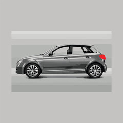 New car, sedan type in modern style. Copy-space, banner composition. 3D illustration