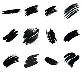 set of black ink brush strokes