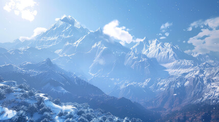 Beautiful scenic Himalayas covered in snow - obrazy, fototapety, plakaty