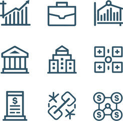 Obraz premium Set of vector icons and essential elements of business.AI generative.