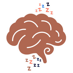 Cognitive States : Minimalist Concept illustration of Paradoxal sleep and brain	