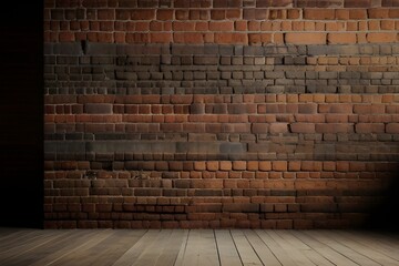 Antique brick wall, panoramic view. Grunge stone texture. Generative AI
