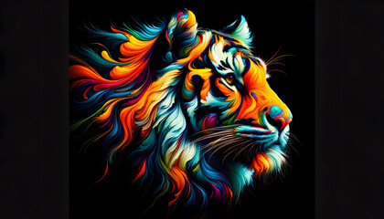 Abstract vibrant colorful illustration of tiger - obrazy, fototapety, plakaty