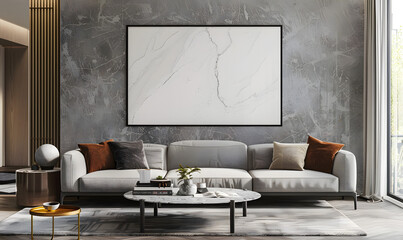 Fototapeta premium Mockup poster frame on the wall of living room, Generative AI 