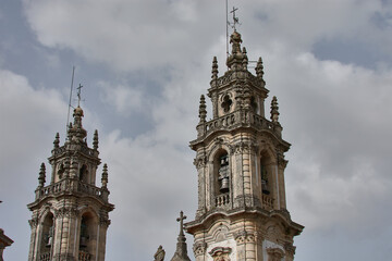 Towers of the Sanctuary of Nossa Senhora dos Remedios, Lamego, Viseu, Portugal, Europe - obrazy, fototapety, plakaty