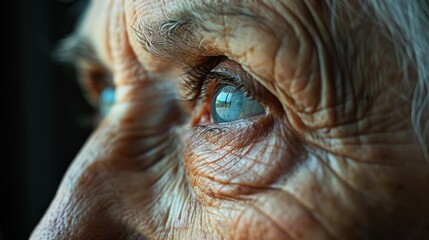 Close-up photos of the skin Old woman's life experience Deep wrinkles with Botox