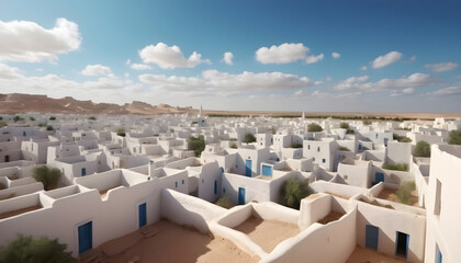 Anoramic view of the white city. Generative AI - obrazy, fototapety, plakaty