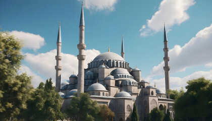 Fototapeta na wymiar Blue mosque in the Sultan Ahmet Camii mosque in Istanbul. Generative AI