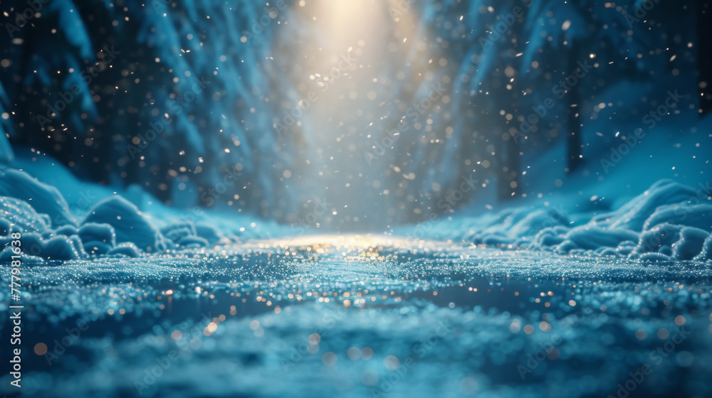 Poster snow and ice background.empty ice rink illuminated by spotlights.