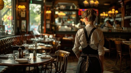 Fototapeta na wymiar young female waitress