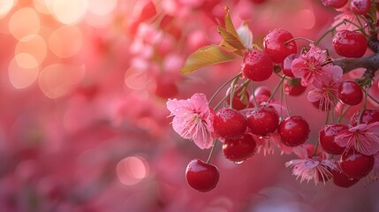 close up of cherries - obrazy, fototapety, plakaty
