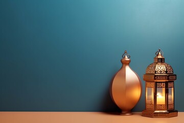 Eid mubarak and ramadan kareem greetings with islamic lantern and mosque. Eid al fitr background