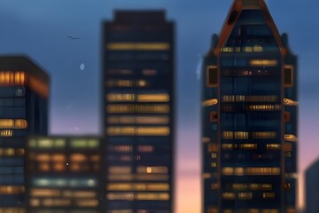 Abstract blurred image of buildings in the city, banner background Generative AI