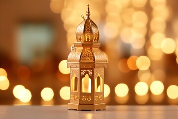 Fototapeta premium Eid mubarak and ramadan kareem greetings with islamic lantern and mosque. Eid al fitr background