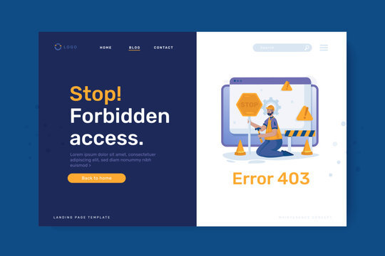 Error 403 forbidden access illustration on landing page design