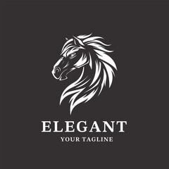 Design Template of Horse Logo Illustration in Classic Minimalist Style
