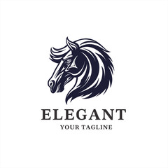 Minimalistic Classic Design Template for Horse Logo Illustration
