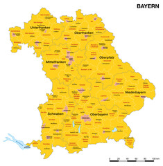 Administrative vector map of the German state of Bavaria