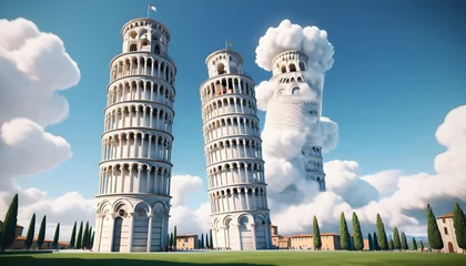 Fototapeten Pisa, Tuscany, Italy. Famous Leaning Tower. Generative AI © Photo Wall
