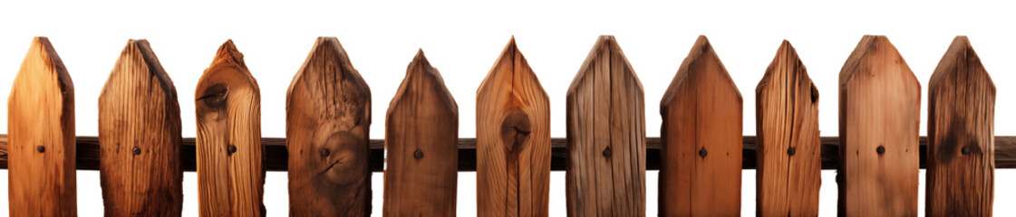 An old wooden fence. Isolated, PNG cutout.