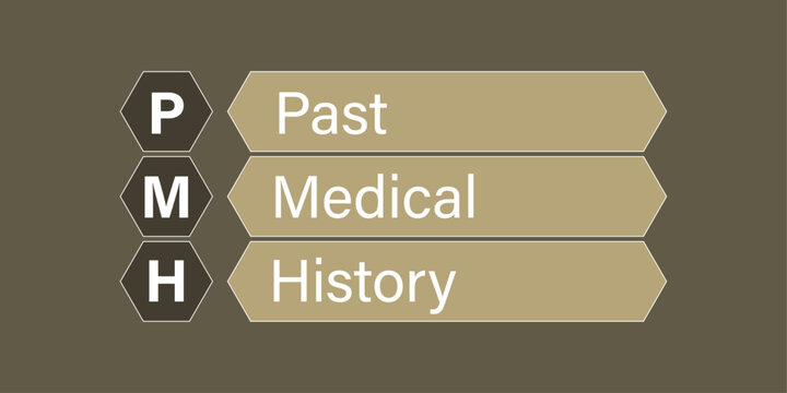 PMH: PMH Past Medical History. An Acronym Abbreviation of a common Medical term. Illustration isolated on red background
