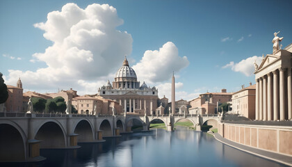 St. Peter's Basilica in Vatican City, Rome, Italy. Generative AI - obrazy, fototapety, plakaty
