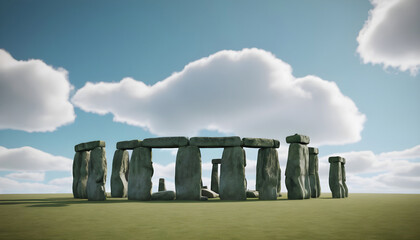 Stonehenge in Wiltshire, UK. 3D rendering. Generative AI - obrazy, fototapety, plakaty