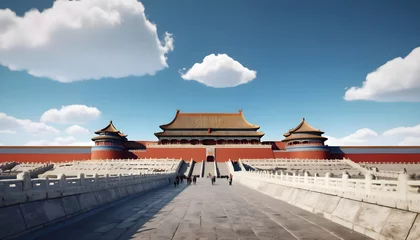 Rolgordijnen The Forbidden City in Beijing, China. 3D rendering and illustration. Generative AI © Photo Wall