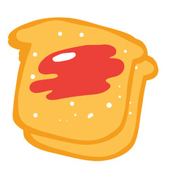 Bread with jam vector image, fried bread toast with strawberry jam, isolated on white background
