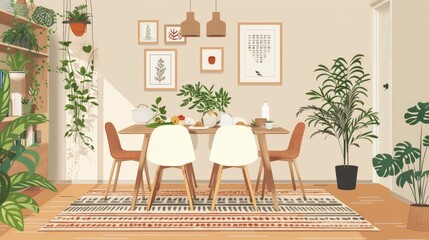 Mindful Dining Area with Natural Decor and Thoughtful Ambiance