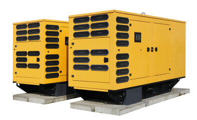 Industrial equipment in yellow steel containers