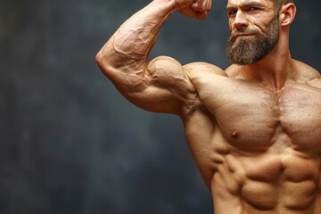 Fototapeta na wymiar Man Flexing Muscles