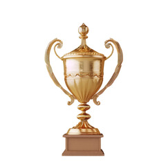 Fototapeta na wymiar Winner trophy on table top isolated on transparent background