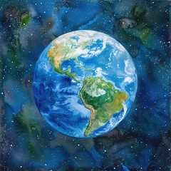 Fototapeta premium Earth view from space. Global network. Blockchain technology. Planet and communication