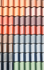 Clay multi-colored tiles for roofing texture
