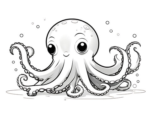 recommend clip art: Cute octopus coloring page outline