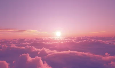 Raamstickers The sky is tinted with the gentle hues of pink and purple as the sun rises, Generative AI  © simba kim