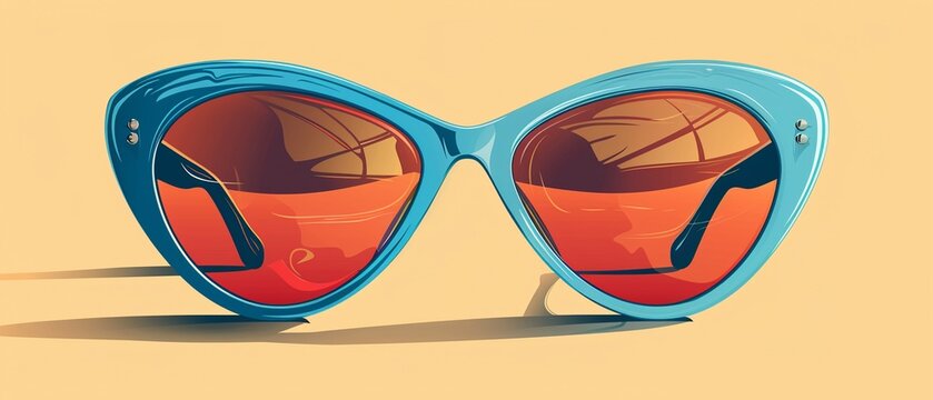 Summer sunglasses clipart in Pop Art style, bright colors, sepia shades, soft backdrop, heightened allure