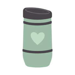 Thermo mug. Thermos icon in a flat style isolated on white background. Vector illustration