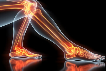 Human leg with knee pain. Osteoarthritis inflammation Of bone joints - obrazy, fototapety, plakaty