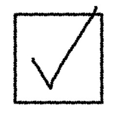 checkbox, selection or choice box with penciled in check or tick mark - 777997874