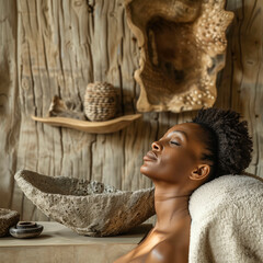 African Wellness Oasis, spa therapy session inspired by African wellness traditions, incorporating...