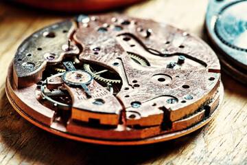 Horological parts sprawl, awaiting time's meticulous assembly