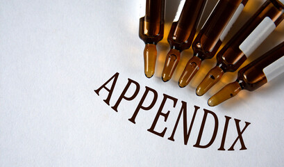 APPENDIX - word on white background with brown ampoules