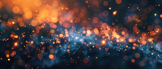 3d rendering of glow particles that fly in air as science fiction of microcosm or macro world or Abstract composition with depth of field and glow in dark with bokeh effects. - obrazy, fototapety, plakaty