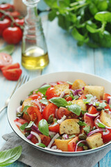 Panzanella salad, traditional dish of Italian cuisine