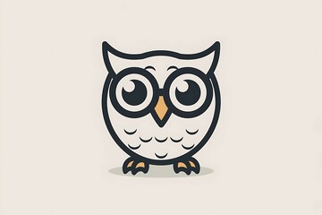 Cute geeky owl head stroke minimalist logo Generated by AI