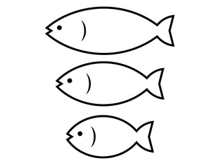 ミニマル魚マーク大小セット：黒線